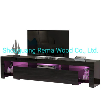 Venda quente Suporte de TV de madeira Mesa de chá Conjunto de console de gabinete de TV com luz LED