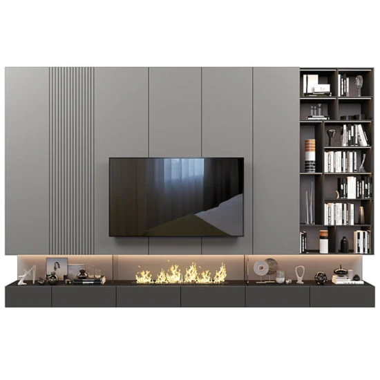 PA atacado móveis de sala de estar tampo de mármore moderno design de MDF lareira elétrica de vidro suporte de TV de madeira